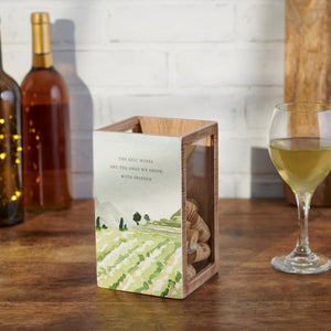 Single Wine Box & Cork Holder - Good Friends, Good Wine, Good Times