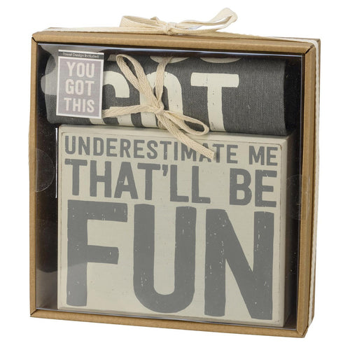 Understimate Me That'll be Fun Box Sign And You Got This Dish Towel Set