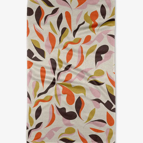 Playful Leaves Tea Towel by Geometry