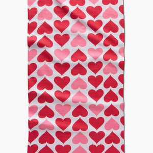 Blushing Hearts Kitchen Tea Towel by Geometry