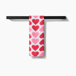 Blushing Hearts Kitchen Tea Towel by Geometry