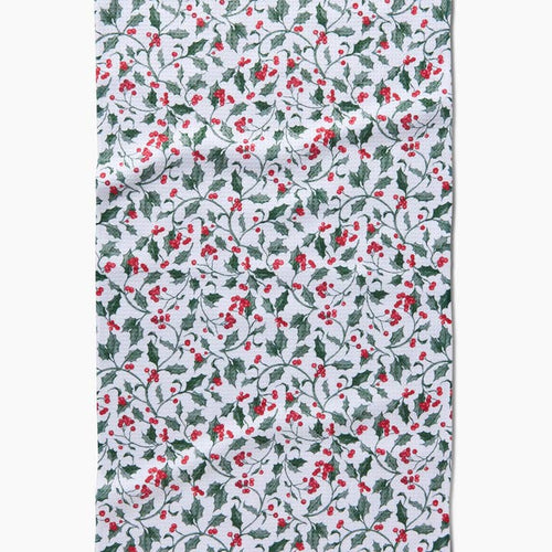 Christmas Holly Kitchen Tea Towel by Geometry