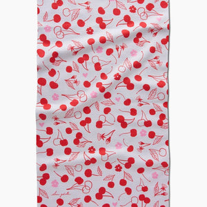 Cute Cherry Kitchen Tea Towel by Geometry