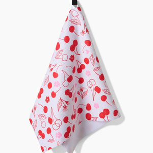 Cute Cherry Kitchen Tea Towel by Geometry