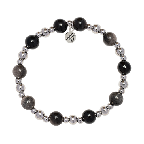 Day by Day Collection- Silver Obsidian Gemstone Bracelet