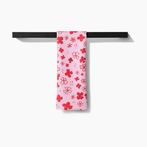 Dogwood Hearts Kitchen Tea Towel by Geometry