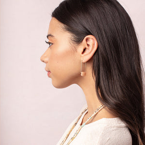 Floating Stone Earring - Howlite/Silver