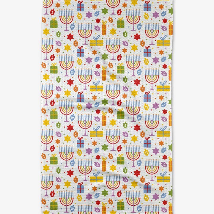 Hanukkah oh Hannukah Kitchen Tea Towel by Geometry