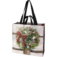 Load image into Gallery viewer, Market Tote - Winter Wreath
