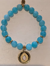 Load image into Gallery viewer, Gold Collection - Aqua Amazonite with One of a Kind Gold Charm Bracelet
