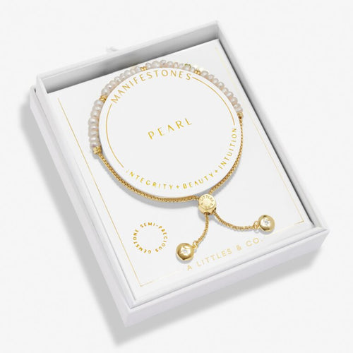 Pearl Manifestones Adjustable Bracelet In Gold-Tone Plating