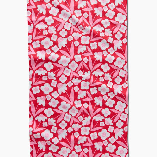 Pink Blooms Kitchen Tea Towel by Geometry