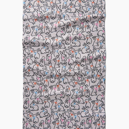 Playful Bunnies Kitchen Tea Towel by Geometry