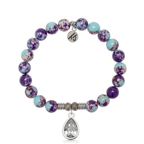 Purple Blue Jasper Gemstone Bracelet with Inner Beauty Sterling Silver Charm