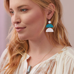 Stone Half Moon Earring - Turquoise/Gold