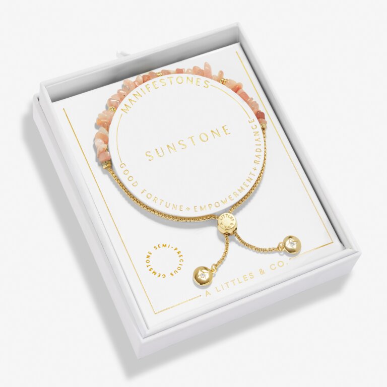 Sunstone Manifestones Adjustable Bracelet In Gold-Tone Plating