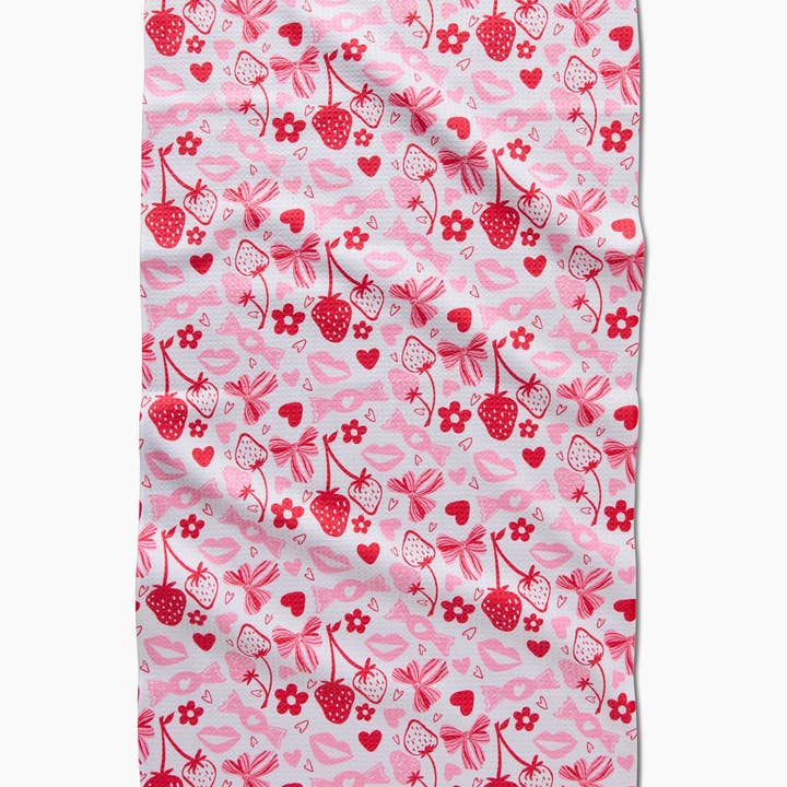 Sweet Valentine Kitchen Tea Towel by Geometry