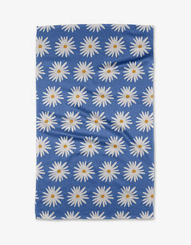 Blue Daisies Kitchen Tea Towel by Geometry