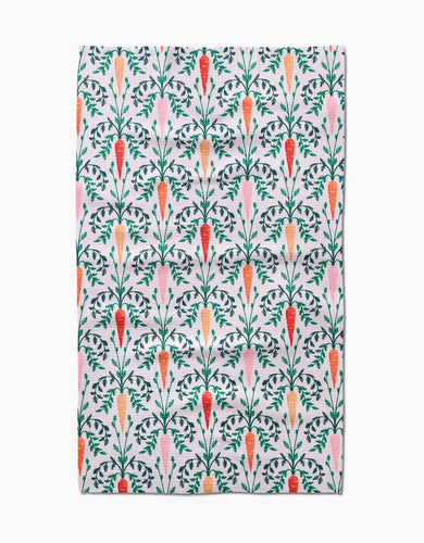 Carrot Damask Kitchen Tea Towel by Geometry