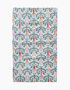 Carrot Damask Kitchen Tea Towel by Geometry