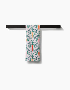 Carrot Damask Kitchen Tea Towel by Geometry