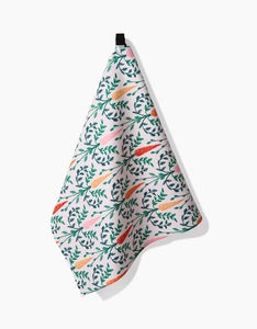 Carrot Damask Kitchen Tea Towel by Geometry