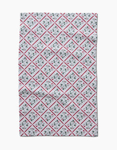 Christmas Mistletoe Trellis Kitchen Tea Towel by Geometry