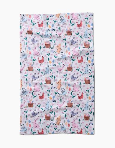 Spring Bunnies Kitchen Tea Towel by Geometry