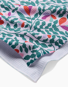 Spring Wavy Leaves Kitchen Tea Towel by Geometry