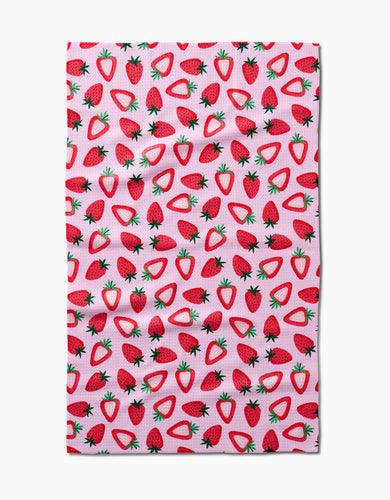 Sweet Strawberry Kitchen Tea Towel by Geometry