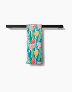 Tranquil Tulips Kitchen Tea Towel by Geometry