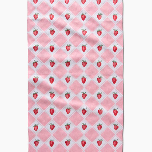 Vera Strawberries Kitchen Tea Towel by Geometry