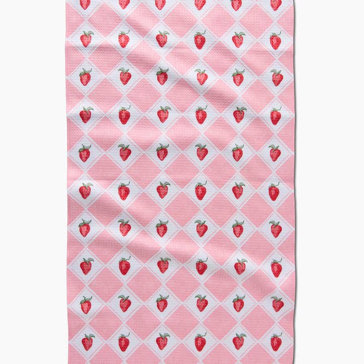 Vera Strawberries Kitchen Tea Towel by Geometry