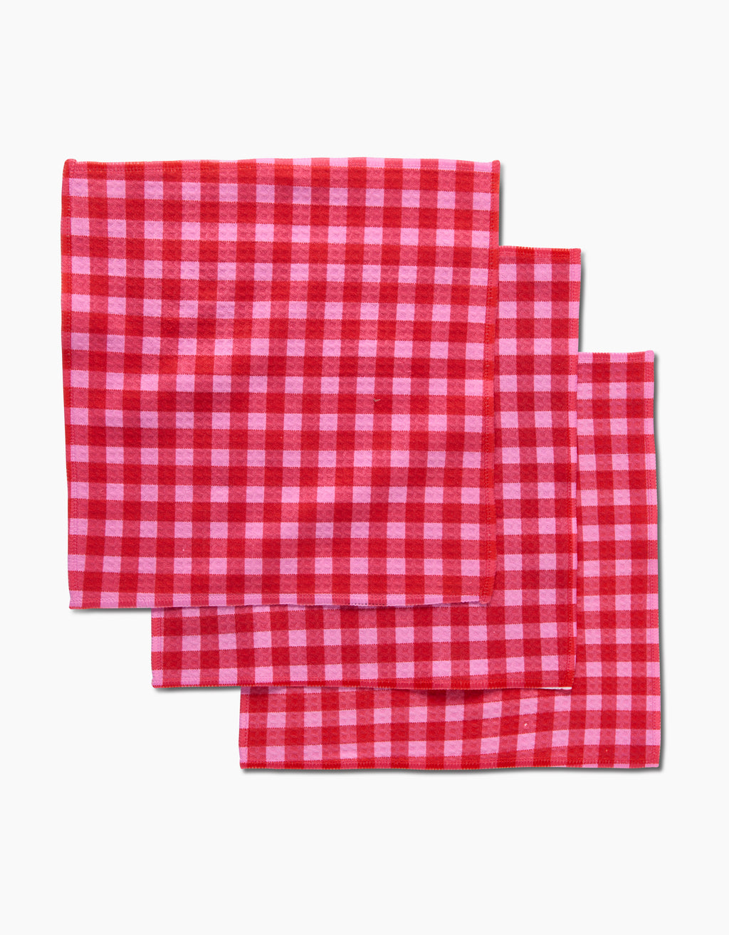 Cherry Gingham Luxe Washcloth Set of 3 by Geometry