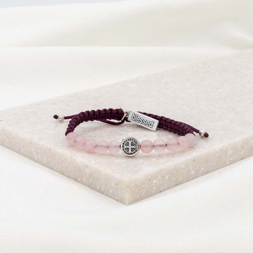 Wake Up and Pray Meditation Bracelet - Rose Quartz