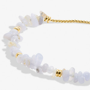 Blue Agate Manifestones Adjustable Bracelet In Gold-Tone Plating