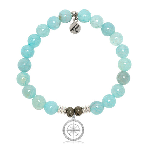 aqua-fire-agate-gemstone-bracelet-with-compass-rose-sterling-silver-charm