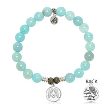 Load image into Gallery viewer, Aqua Fire Agate Gemstone Bracelet with Guardian Sterling Silver Charm
