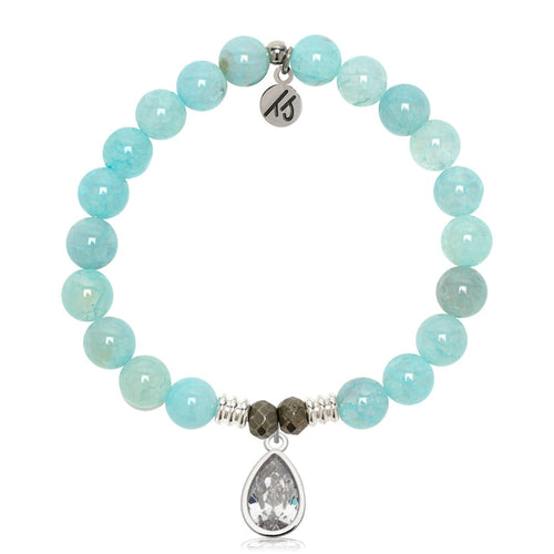 Aqua Fire Agate Gemstone Bracelet with Inner Beauty Sterling Silver Charm