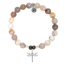 Load image into Gallery viewer, Australian Agate Gemstone Bracelet with Dragonfly Sterling Silver Charm
