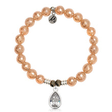 Load image into Gallery viewer, Champagne Agate Gemstone Bracelet with Inner Beauty Sterling Silver Charm
