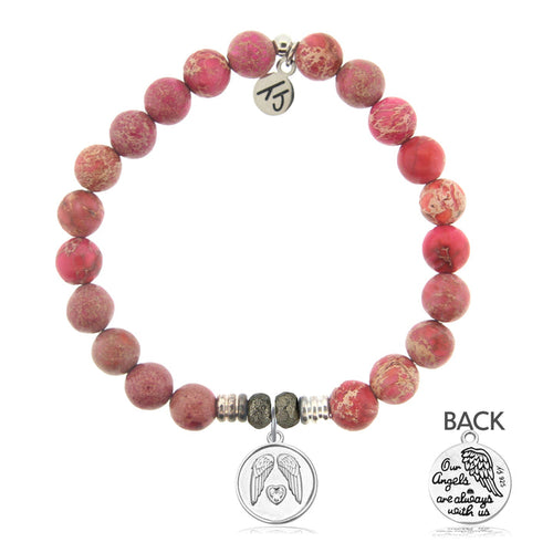 Cranberry Jasper Gemstone Bracelet with Guardian Sterling Silver Charm