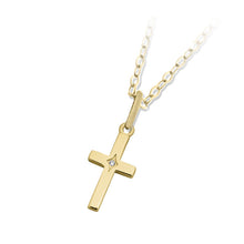 Load image into Gallery viewer, Cross CZ Gold Charm Necklace
