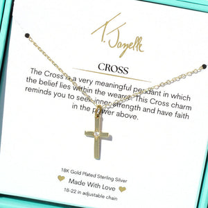 Cross CZ Gold Charm Necklace