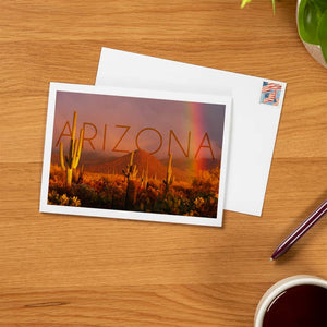 Notecard -  Arizona, Cactus & Rainbow Photograph