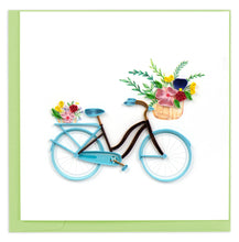 Load image into Gallery viewer, Quilled Bicycle &amp; Flower Basket Greeting Card
