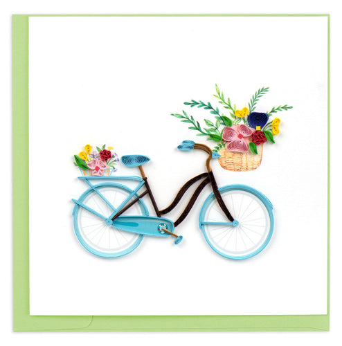 Quilled Bicycle & Flower Basket Greeting Card