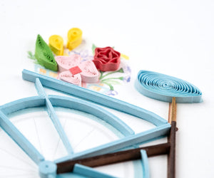 Quilled Bicycle & Flower Basket Greeting Card