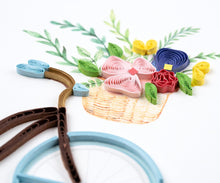 Load image into Gallery viewer, Quilled Bicycle &amp; Flower Basket Greeting Card
