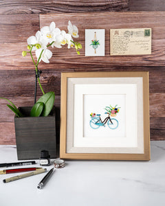 Quilled Bicycle & Flower Basket Greeting Card